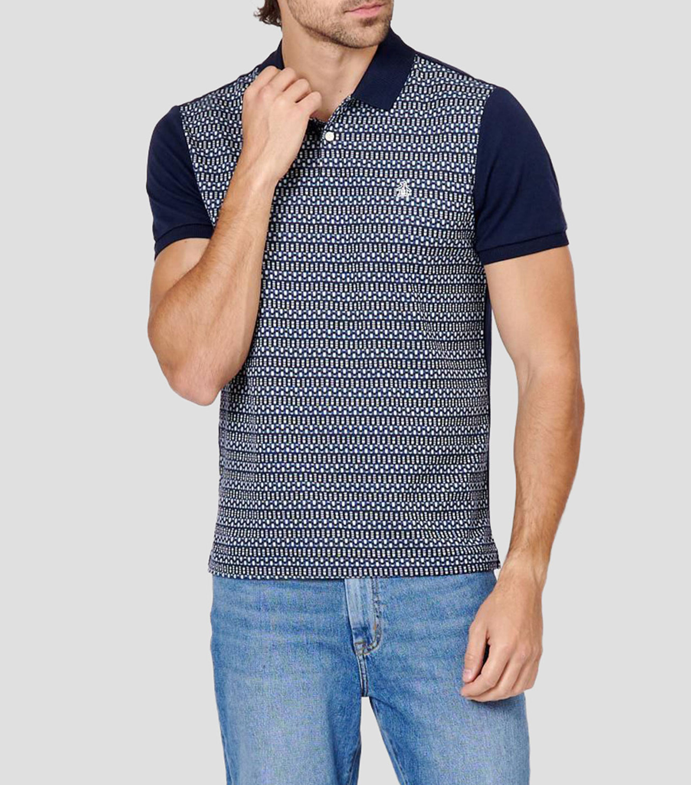 Playera tipo polo manga corta microdiseño Hombre